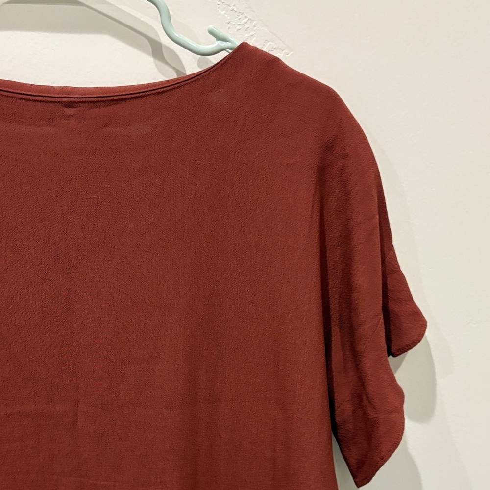 Madewell V-Neck Ruffle Sleeve Top - Dark Red - Picture 4 of 4